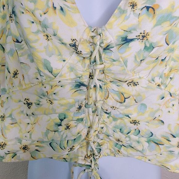 American Eagle AEO Flutter-Sleeve Floral Corset Crop Blouse Top Size XXL - Picture 6 of 8